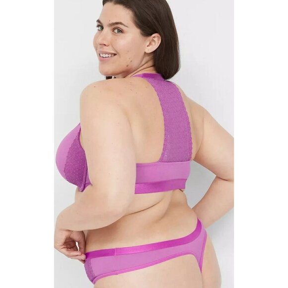 Lane Bryant Cacique Cotton Thong Panty With Crochet Lace Trim 26/28 - Picture 2 of 3